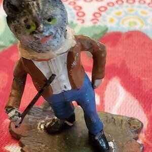 VintageDie Cast Metal TOM CAT with PIPE, CLOTHES Statue, Purrfect for Cat Lovers